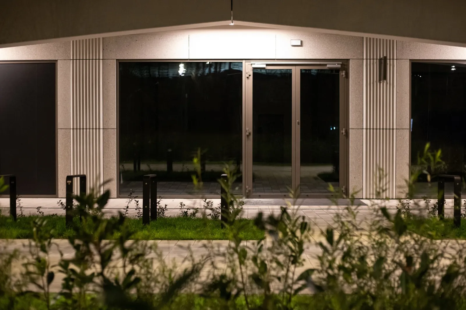 Fluted façade at night